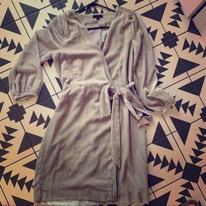 Worn once!! J crew silver velvet wrap dress 4
